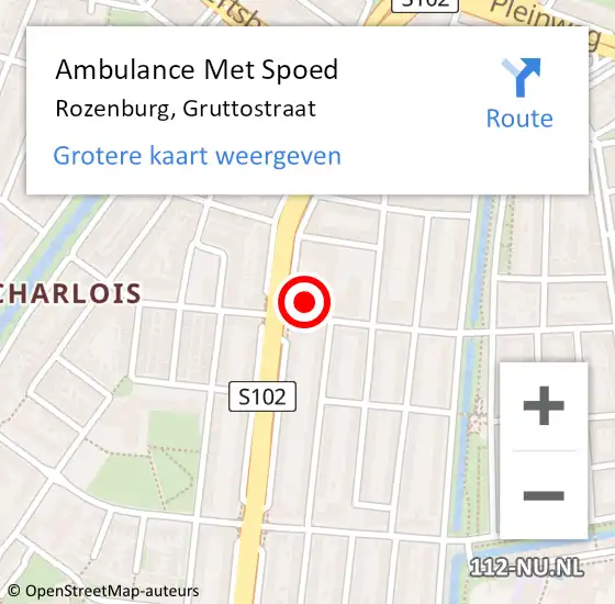 Locatie op kaart van de 112 melding: Ambulance Met Spoed Naar Rozenburg, Gruttostraat op 9 juni 2024 22:19