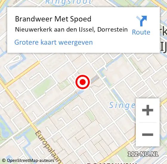 Locatie op kaart van de 112 melding: Brandweer Met Spoed Naar Nieuwerkerk aan den IJssel, Dorrestein op 9 juni 2024 22:29