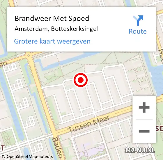 Locatie op kaart van de 112 melding: Brandweer Met Spoed Naar Amsterdam, Botteskerksingel op 9 juni 2024 22:37