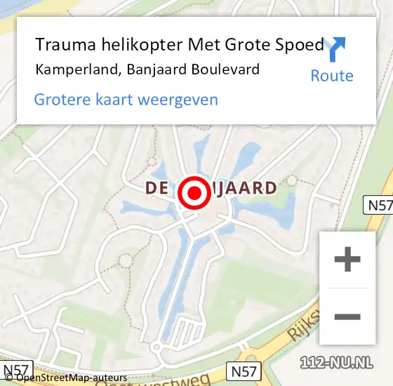 Locatie op kaart van de 112 melding: Trauma helikopter Met Grote Spoed Naar Kamperland, Banjaard Boulevard op 9 juni 2024 22:50