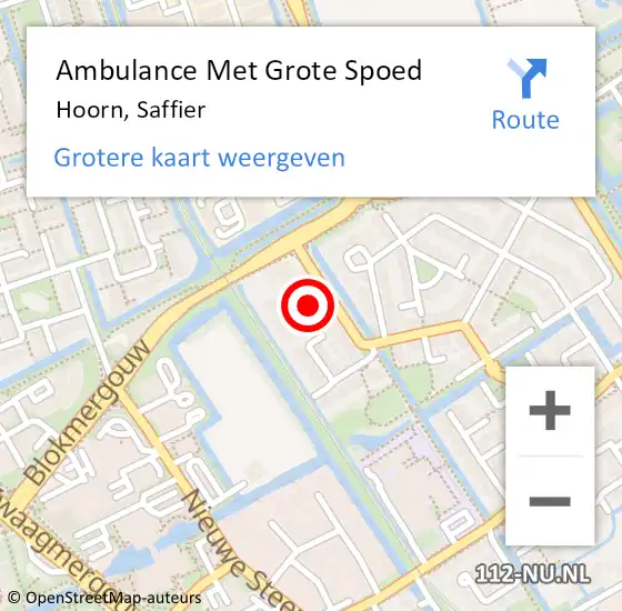 Locatie op kaart van de 112 melding: Ambulance Met Grote Spoed Naar Hoorn, Saffier op 9 juni 2024 22:51