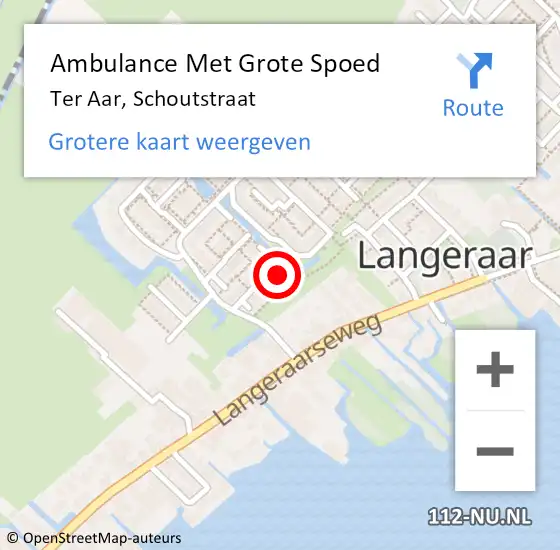 Locatie op kaart van de 112 melding: Ambulance Met Grote Spoed Naar Ter Aar, Schoutstraat op 10 juni 2024 00:26