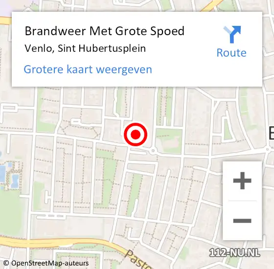 Locatie op kaart van de 112 melding: Brandweer Met Grote Spoed Naar Venlo, Sint Hubertusplein op 10 juni 2024 00:51