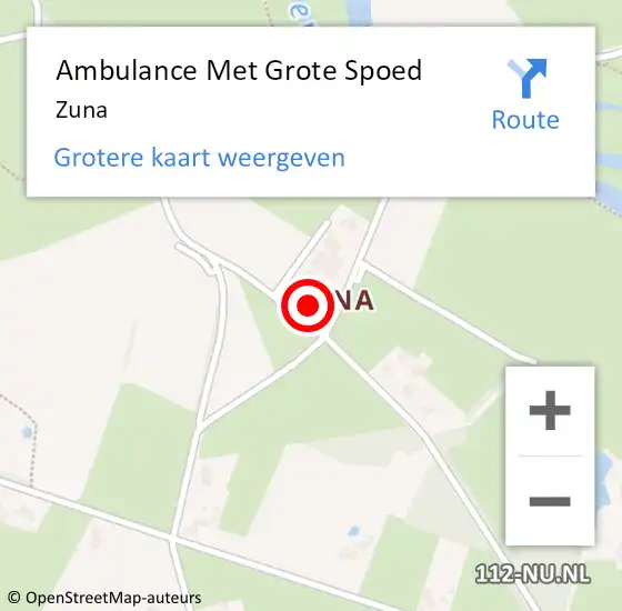 Locatie op kaart van de 112 melding: Ambulance Met Grote Spoed Naar Zuna op 10 juni 2024 00:59