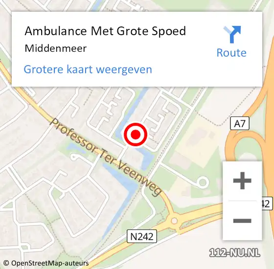 Locatie op kaart van de 112 melding: Ambulance Met Grote Spoed Naar Middenmeer op 10 juni 2024 01:04