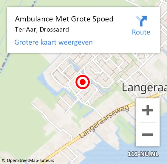 Locatie op kaart van de 112 melding: Ambulance Met Grote Spoed Naar Ter Aar, Drossaard op 10 juni 2024 01:22