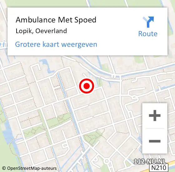 Locatie op kaart van de 112 melding: Ambulance Met Spoed Naar Lopik, Oeverland op 8 oktober 2014 23:07