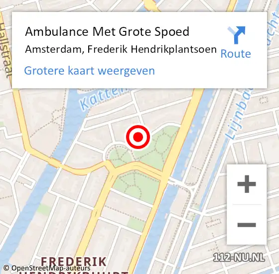 Locatie op kaart van de 112 melding: Ambulance Met Grote Spoed Naar Amsterdam, Frederik Hendrikplantsoen op 10 juni 2024 01:36