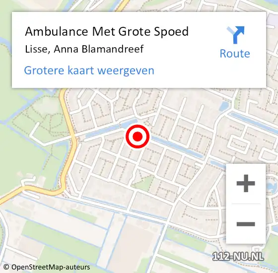 Locatie op kaart van de 112 melding: Ambulance Met Grote Spoed Naar Lisse, Anna Blamandreef op 10 juni 2024 01:39