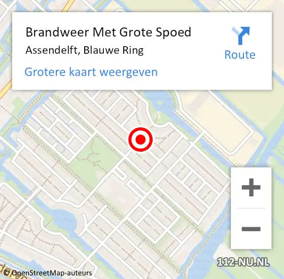 Locatie op kaart van de 112 melding: Brandweer Met Grote Spoed Naar Assendelft, Blauwe Ring op 10 juni 2024 02:50