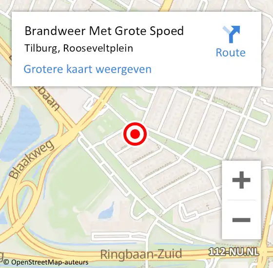 Locatie op kaart van de 112 melding: Brandweer Met Grote Spoed Naar Tilburg, Rooseveltplein op 10 juni 2024 03:37