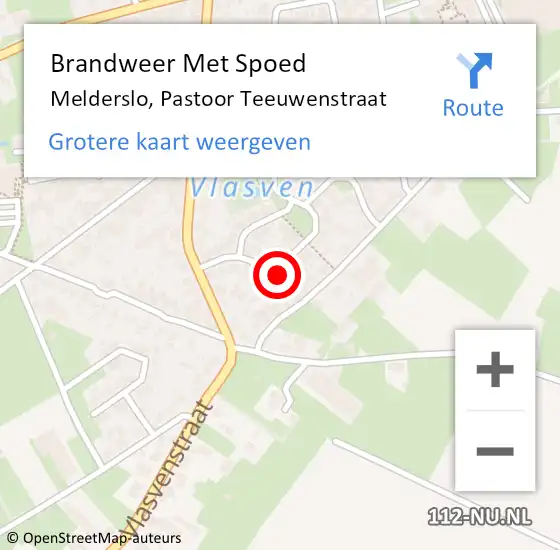 Locatie op kaart van de 112 melding: Brandweer Met Spoed Naar Melderslo, Pastoor Teeuwenstraat op 10 juni 2024 04:48