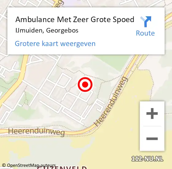 Locatie op kaart van de 112 melding: Ambulance Met Zeer Grote Spoed Naar IJmuiden, Georgebos op 10 juni 2024 04:56