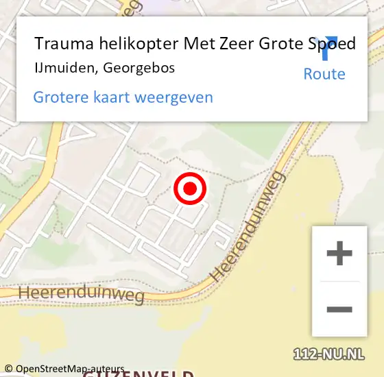 Locatie op kaart van de 112 melding: Trauma helikopter Met Zeer Grote Spoed Naar IJmuiden, Georgebos op 10 juni 2024 04:57