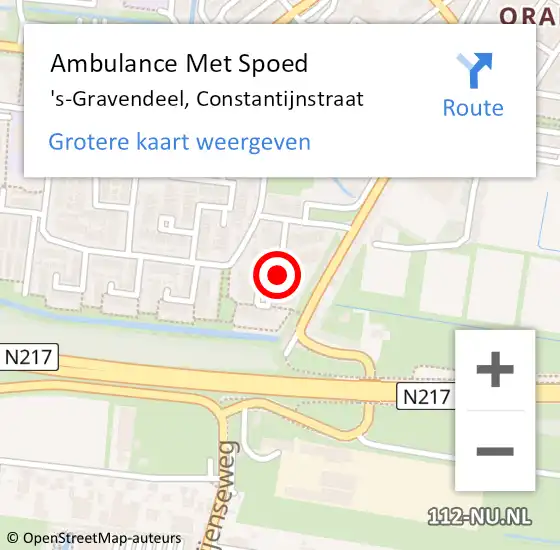 Locatie op kaart van de 112 melding: Ambulance Met Spoed Naar 's-Gravendeel, Constantijnstraat op 10 juni 2024 05:35