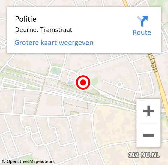 Locatie op kaart van de 112 melding: Politie Deurne, Tramstraat op 10 juni 2024 06:45