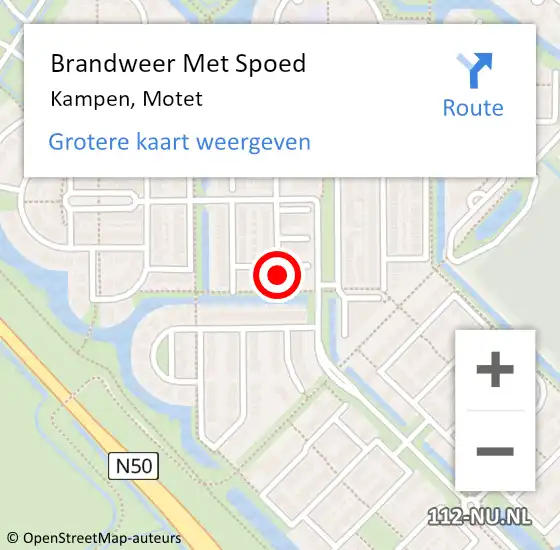 Locatie op kaart van de 112 melding: Brandweer Met Spoed Naar Kampen, Motet op 10 juni 2024 07:03