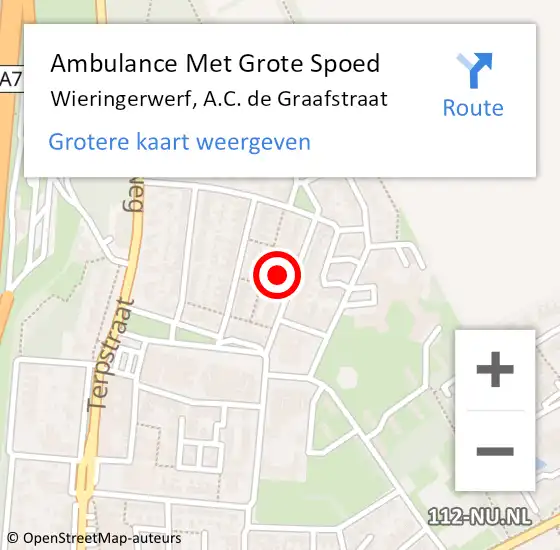 Locatie op kaart van de 112 melding: Ambulance Met Grote Spoed Naar Wieringerwerf, A.C. de Graafstraat op 10 juni 2024 07:17