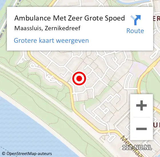 Locatie op kaart van de 112 melding: Ambulance Met Zeer Grote Spoed Naar Maassluis, Zernikedreef op 10 juni 2024 07:26