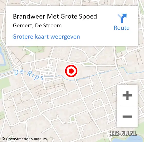 Locatie op kaart van de 112 melding: Brandweer Met Grote Spoed Naar Gemert, De Stroom op 10 juni 2024 07:51