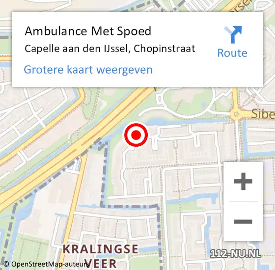 Locatie op kaart van de 112 melding: Ambulance Met Spoed Naar Capelle aan den IJssel, Chopinstraat op 10 juni 2024 07:58