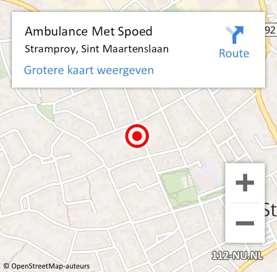 Locatie op kaart van de 112 melding: Ambulance Met Spoed Naar Stramproy, Sint Maartenslaan op 10 juni 2024 08:05