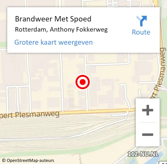 Locatie op kaart van de 112 melding: Brandweer Met Spoed Naar Rotterdam, Anthony Fokkerweg op 10 juni 2024 08:18