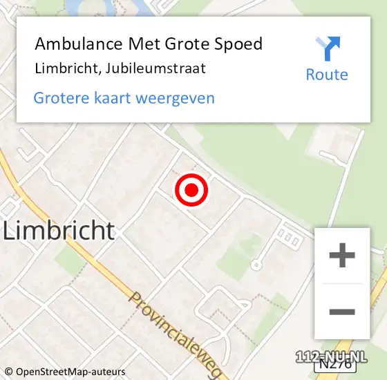 Locatie op kaart van de 112 melding: Ambulance Met Grote Spoed Naar Limbricht, Jubileumstraat op 17 oktober 2013 04:43