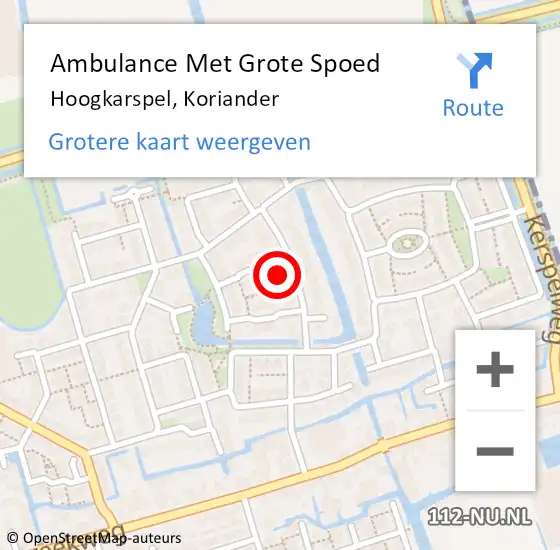 Locatie op kaart van de 112 melding: Ambulance Met Grote Spoed Naar Hoogkarspel, Koriander op 10 juni 2024 08:37