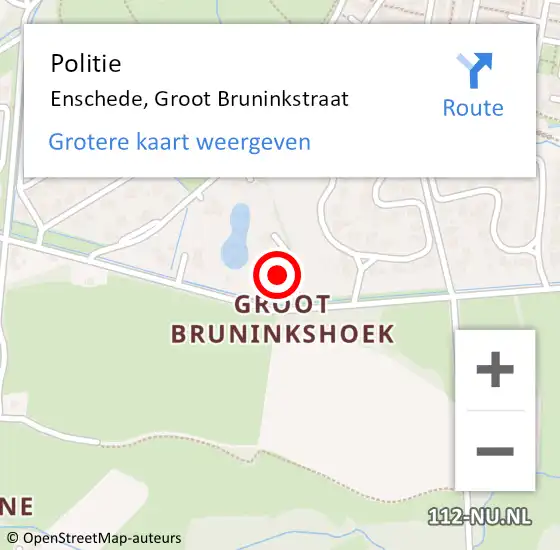 Locatie op kaart van de 112 melding: Politie Enschede, Groot Bruninkstraat op 10 juni 2024 08:37