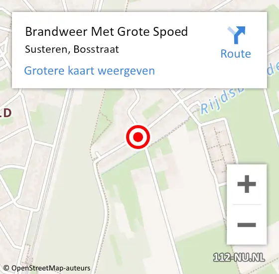 Locatie op kaart van de 112 melding: Brandweer Met Grote Spoed Naar Susteren, Bosstraat op 10 juni 2024 08:45