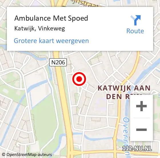 Locatie op kaart van de 112 melding: Ambulance Met Spoed Naar Katwijk, Vinkeweg op 10 juni 2024 08:45