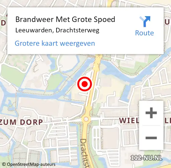 Locatie op kaart van de 112 melding: Brandweer Met Grote Spoed Naar Leeuwarden, Drachtsterweg op 10 juni 2024 08:54