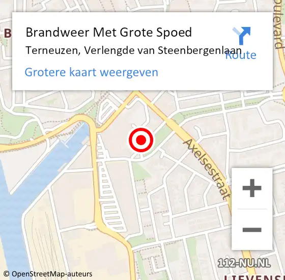 Locatie op kaart van de 112 melding: Brandweer Met Grote Spoed Naar Terneuzen, Verlengde van Steenbergenlaan op 10 juni 2024 09:02