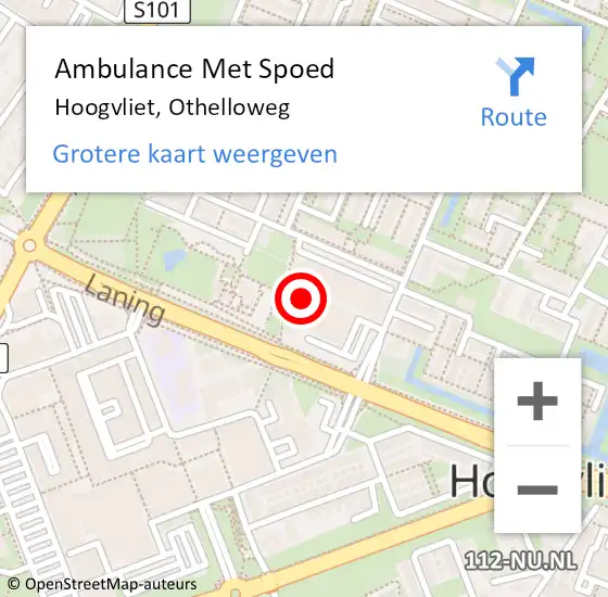 Locatie op kaart van de 112 melding: Ambulance Met Spoed Naar Hoogvliet, Othelloweg op 10 juni 2024 09:03