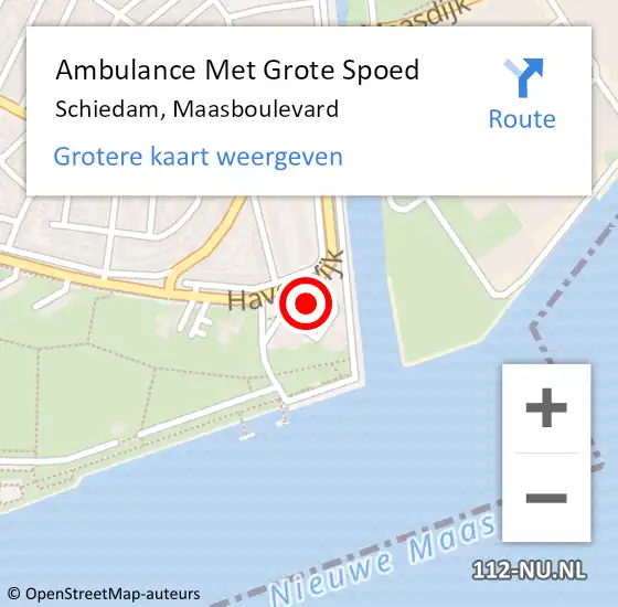 Locatie op kaart van de 112 melding: Ambulance Met Grote Spoed Naar Schiedam, Maasboulevard op 10 juni 2024 09:15