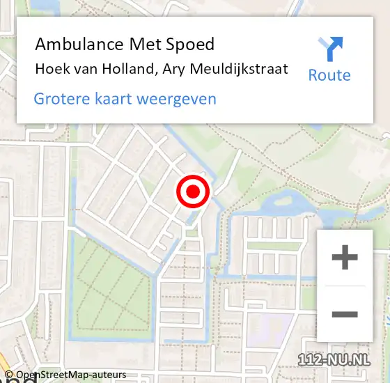 Locatie op kaart van de 112 melding: Ambulance Met Spoed Naar Hoek van Holland, Ary Meuldijkstraat op 10 juni 2024 09:25