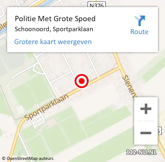 Locatie op kaart van de 112 melding: Politie Met Grote Spoed Naar Schoonoord, Sportparklaan op 10 juni 2024 09:25