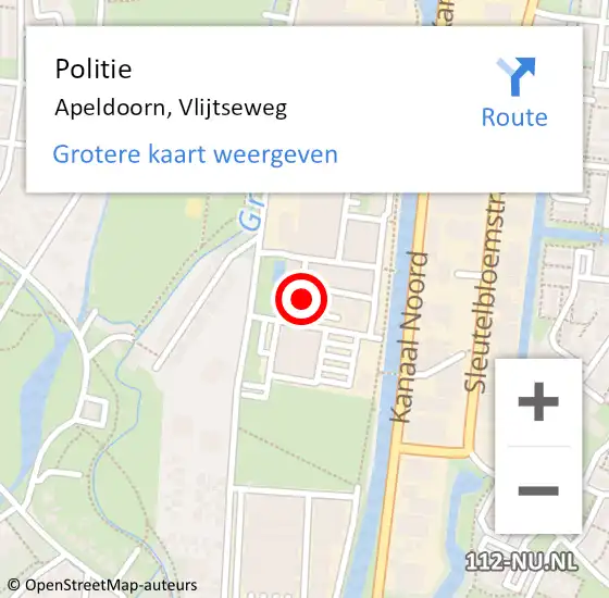 Locatie op kaart van de 112 melding: Politie Apeldoorn, Vlijtseweg op 10 juni 2024 09:28