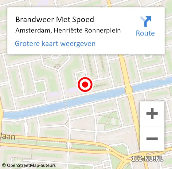 Locatie op kaart van de 112 melding: Brandweer Met Spoed Naar Amsterdam, Henriëtte Ronnerplein op 10 juni 2024 09:33