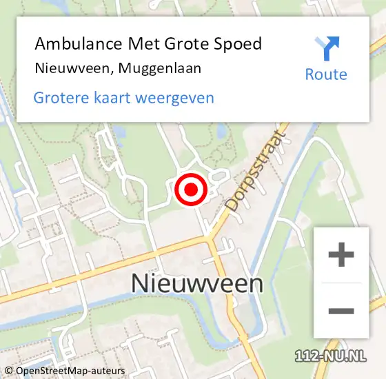 Locatie op kaart van de 112 melding: Ambulance Met Grote Spoed Naar Nieuwveen, Muggenlaan op 10 juni 2024 09:37