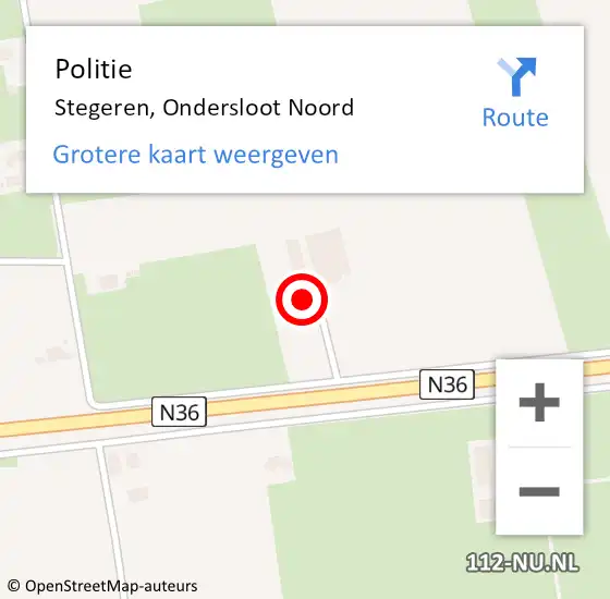 Locatie op kaart van de 112 melding: Politie Stegeren, Ondersloot Noord op 10 juni 2024 09:38