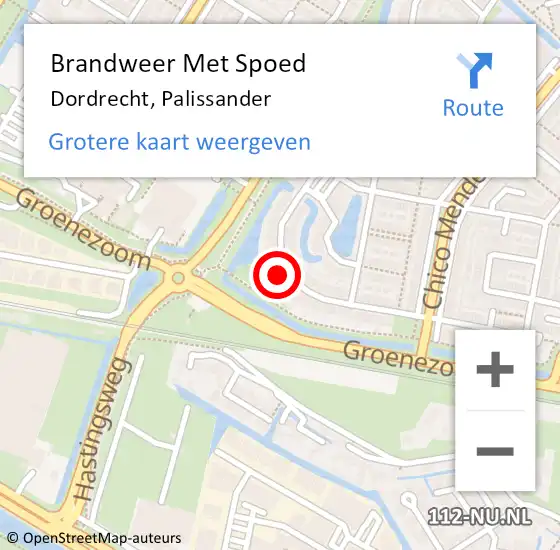 Locatie op kaart van de 112 melding: Brandweer Met Spoed Naar Dordrecht, Palissander op 10 juni 2024 09:40