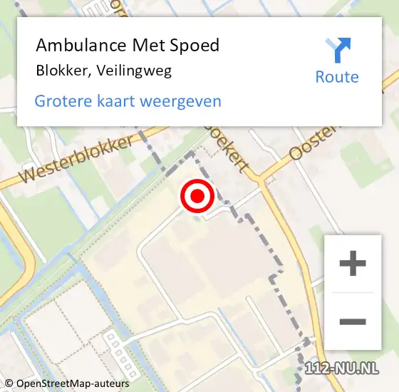 Locatie op kaart van de 112 melding: Ambulance Met Spoed Naar Blokker, Veilingweg op 10 juni 2024 09:42