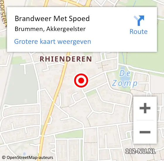 Locatie op kaart van de 112 melding: Brandweer Met Spoed Naar Brummen, Akkergeelster op 10 juni 2024 09:43