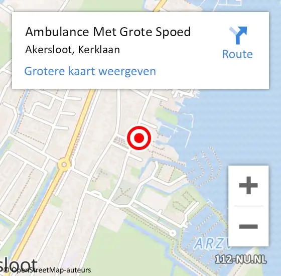 Locatie op kaart van de 112 melding: Ambulance Met Grote Spoed Naar Akersloot, Kerklaan op 10 juni 2024 09:54