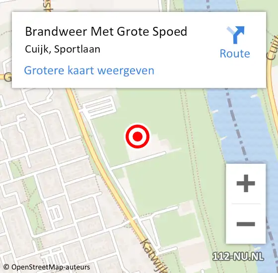 Locatie op kaart van de 112 melding: Brandweer Met Grote Spoed Naar Cuijk, Sportlaan op 10 juni 2024 10:02