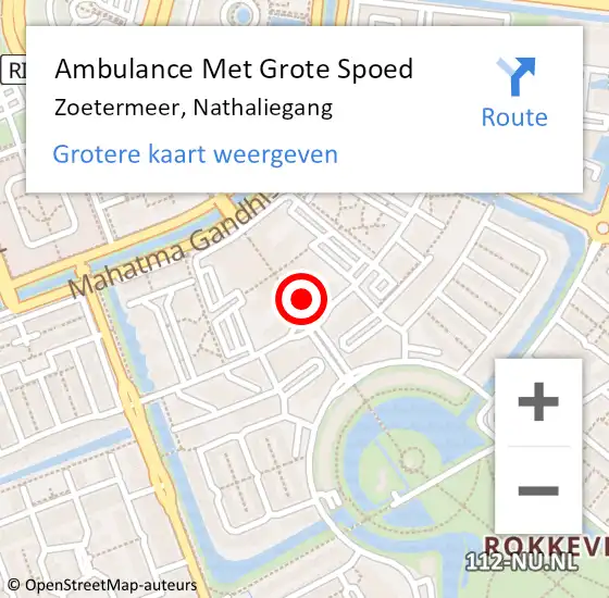 Locatie op kaart van de 112 melding: Ambulance Met Grote Spoed Naar Zoetermeer, Nathaliegang op 10 juni 2024 10:04
