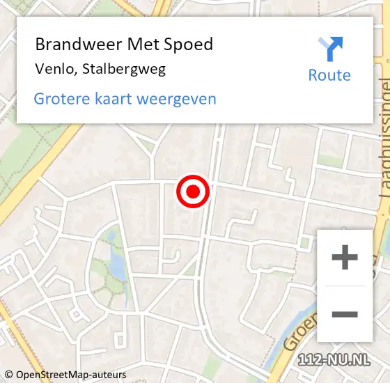 Locatie op kaart van de 112 melding: Brandweer Met Spoed Naar Venlo, Stalbergweg op 10 juni 2024 10:10