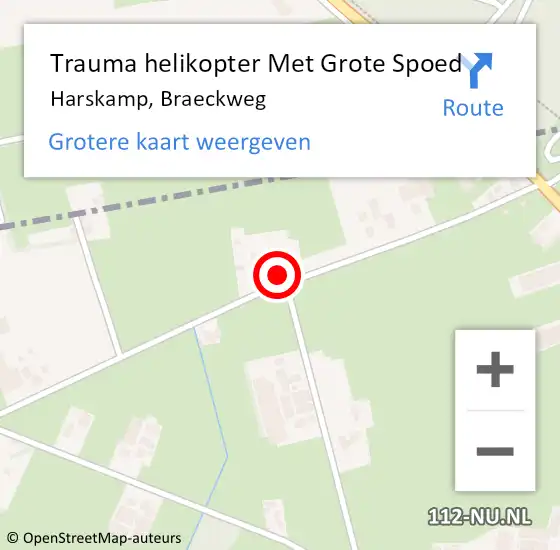 Locatie op kaart van de 112 melding: Trauma helikopter Met Grote Spoed Naar Harskamp, Braeckweg op 10 juni 2024 10:10